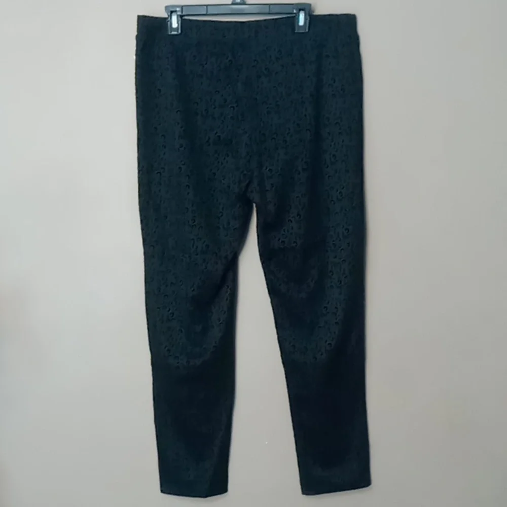 Vintage Jaclyn Smith Black Pull on Pants w Animal Print Textured Spots XL NWT - Picture 2 of 6
